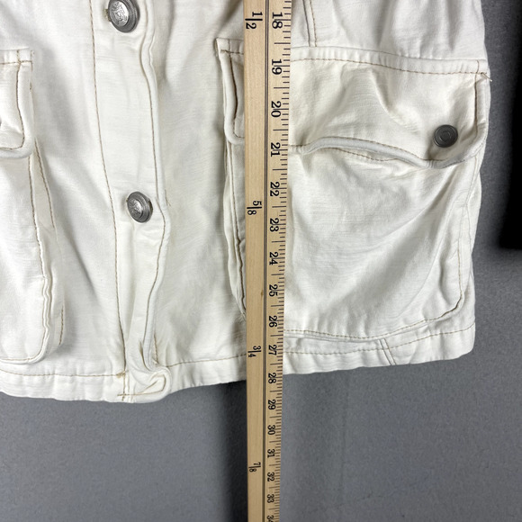 Free People Military Cargo Jacket Womens Small White Full Zip Utility Surplus - Picture 13 of 16